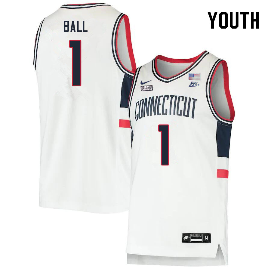 Youth #1 Solomon Ball Uconn Huskies College 2022-23 Basketball Stitched Jerseys Stitched Sale-White